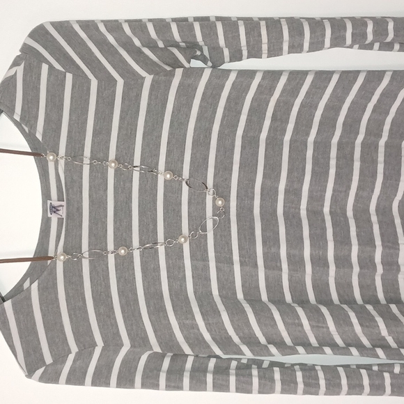 Gray and white Striped Swing Dress w/ long sleeves Old Navy Women's size S tall - Picture 7 of 17